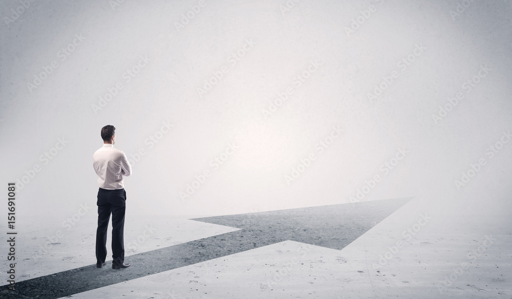 Standing salesman looking ahead with arrow Standing salesman looking ahead with arrow