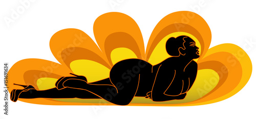 Black silhouette of curvy women