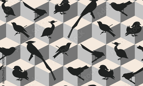 Seamless pattern with birds silhouettes.