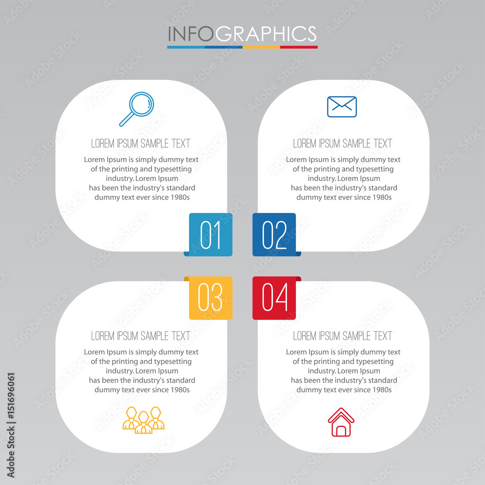 Modern Info-graphic Template for Business with four steps multi-Color design, labels design, Vector info-graphic element, Flat style vector illustration. Modern Info-graphic Template for Business with four steps multi-Color design, labels design, Vector info-graphic element, Flat style vector illustration.