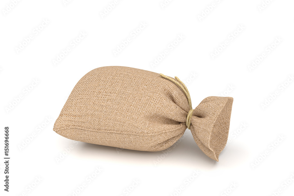 3d rendering of burlap money bag isolated on white background. 3d rendering of burlap money bag isolated on white background.