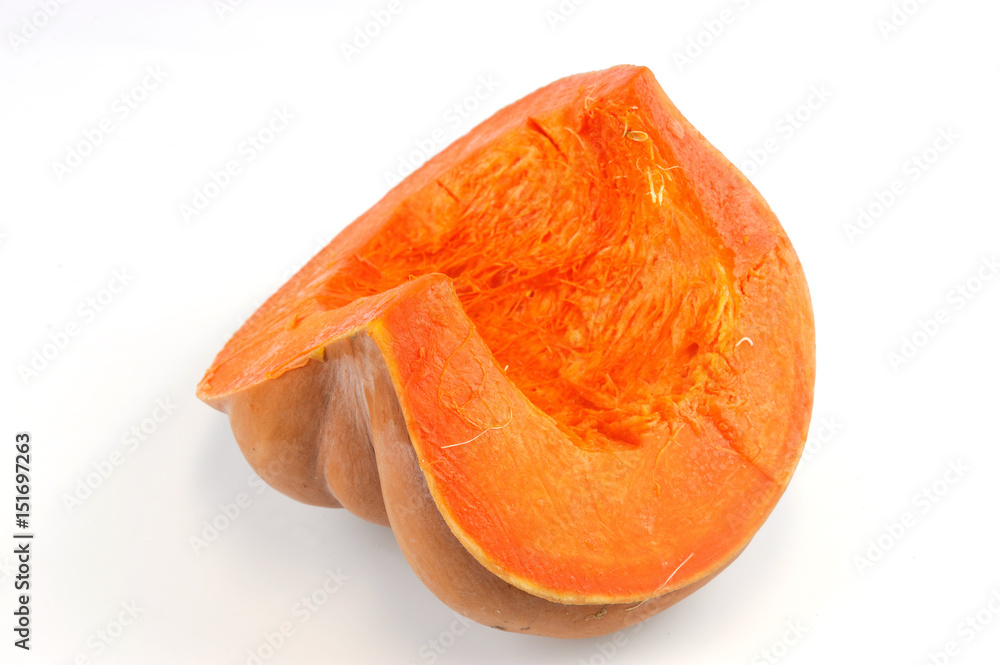 fresh cut pumpkin piece isolated on white background fresh cut pumpkin piece isolated on white background