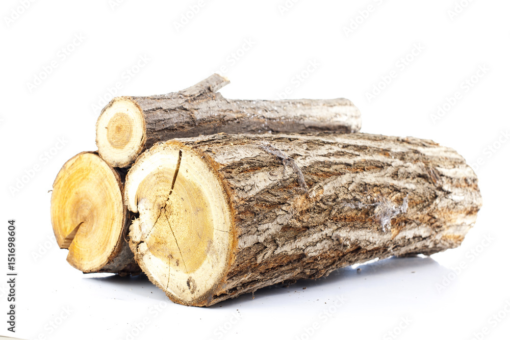 Pine logs on white background. Studio photo. Split wood. Oak tree for  winter time heating. Cross section of tree trunk.Firewood ready for burning  in winter season. Stock Photo | Adobe Stock