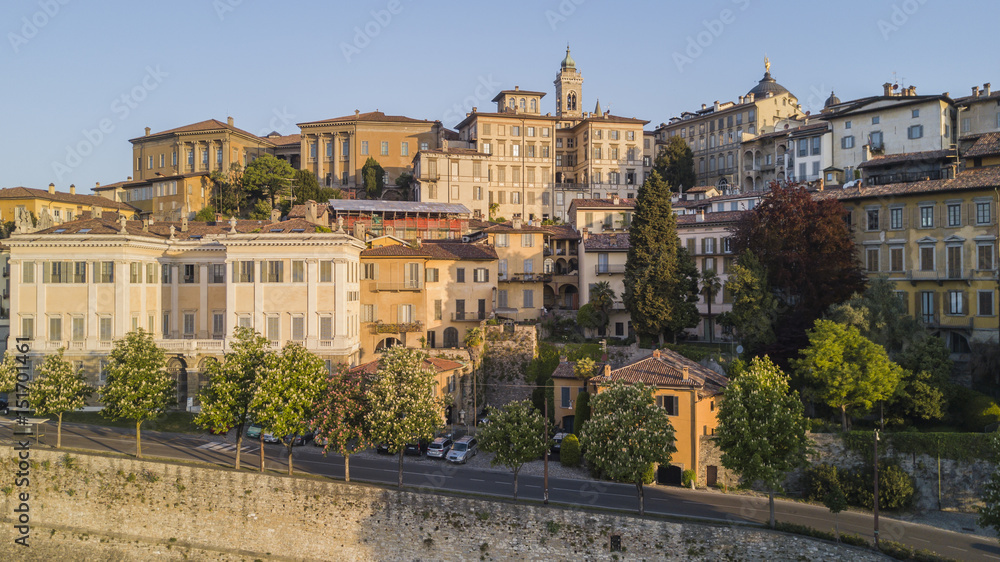 Bergamo, Italy, The Old city. One of the beautiful city in Italy. The old and historical buildings at the upper town.
