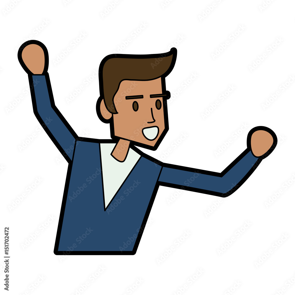 young man moving with raised arms icon image vector illustration design young man moving with raised arms icon image vector illustration design
