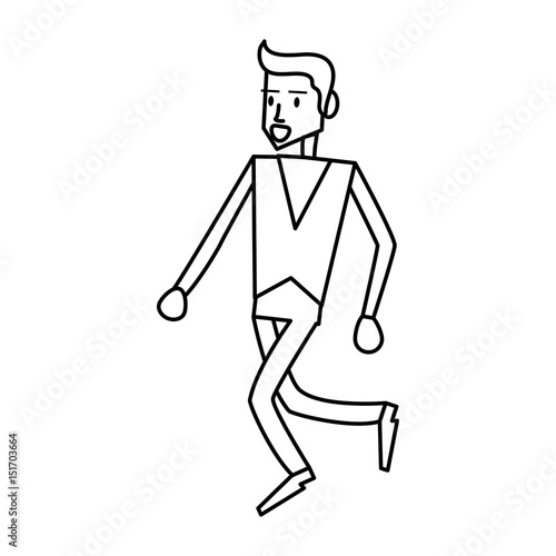 young man walking icon image vector illustration design single black line