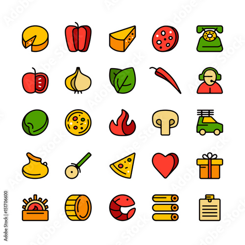 Icon set for pizzeria