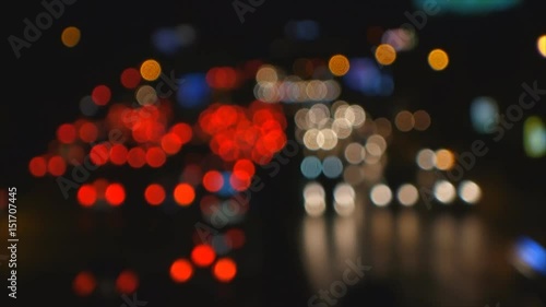 blur night traffic with bokeh light