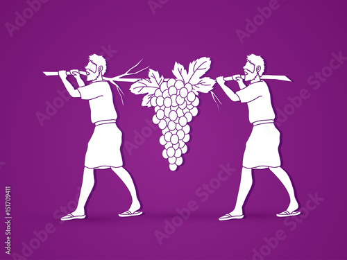 Two spies of Israel carrying grapes of Canaan graphic vector