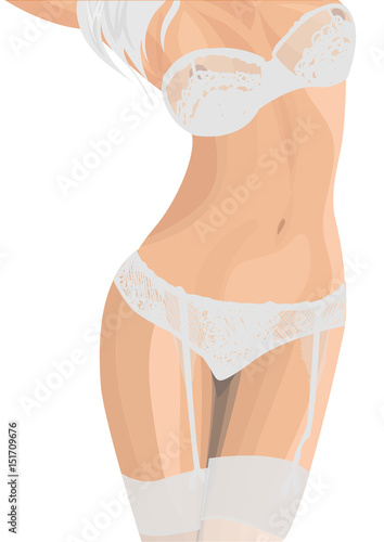 Woman body in white lingerie. vetor illustration