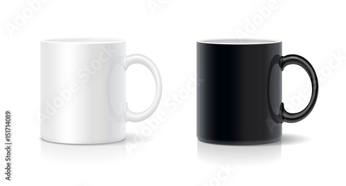 Fotografie, Obraz Coffee mug black and white. Vector