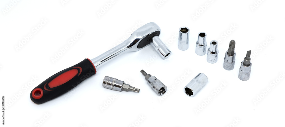 Fototapeta premium Blog wrench and Screwdriver blocks tool isolated