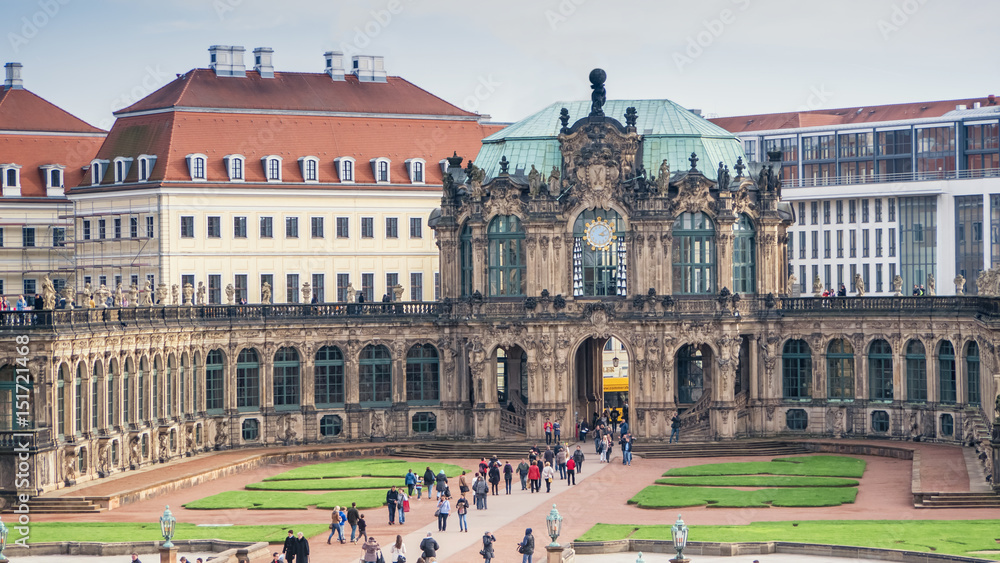 Palace courtyard of Zwinger in Dresden, Germany. Bellflower Pavilion. Travel photo