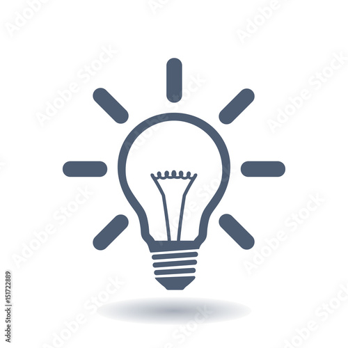 Light lamp sign icon. Idea bulb symbol. Flat design style.