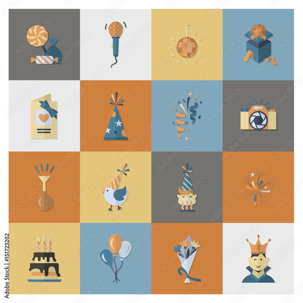 Happy Birthday Icons Set Happy Birthday Icons Set
