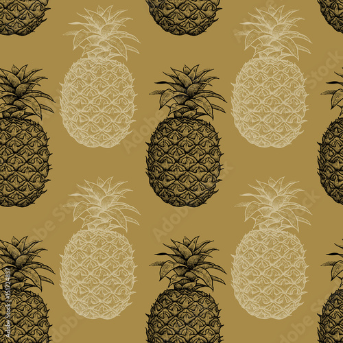 Seamless pattern with pineapples.