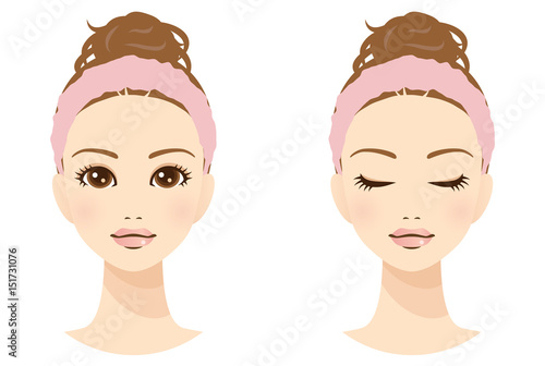 美容　女性　顔　ヘアバンド