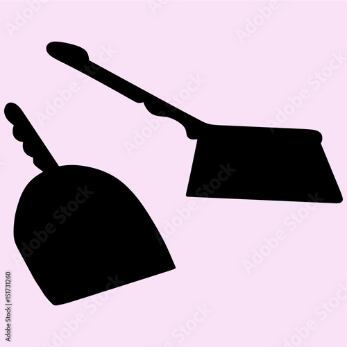 dustpan and sweeping brush vector silhouette isolated