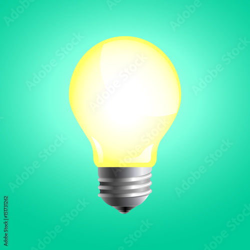 Shining light bulb and electric lamp design. Realistic vector illustration.