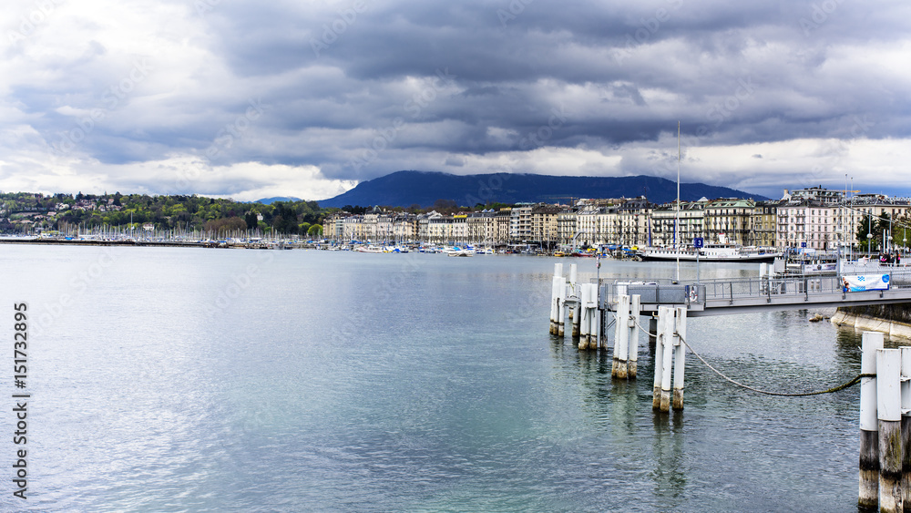 Views of leman lake in Geneva, Switzerland