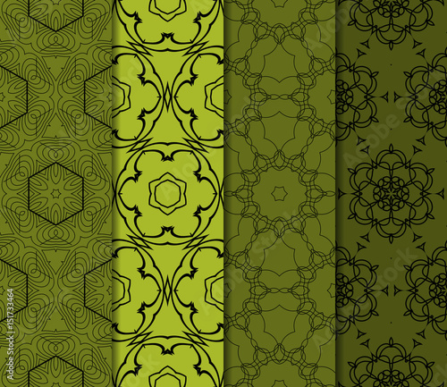 set of 4 elemets geometric seamless pattern. abstract floral ornament. vector illustration