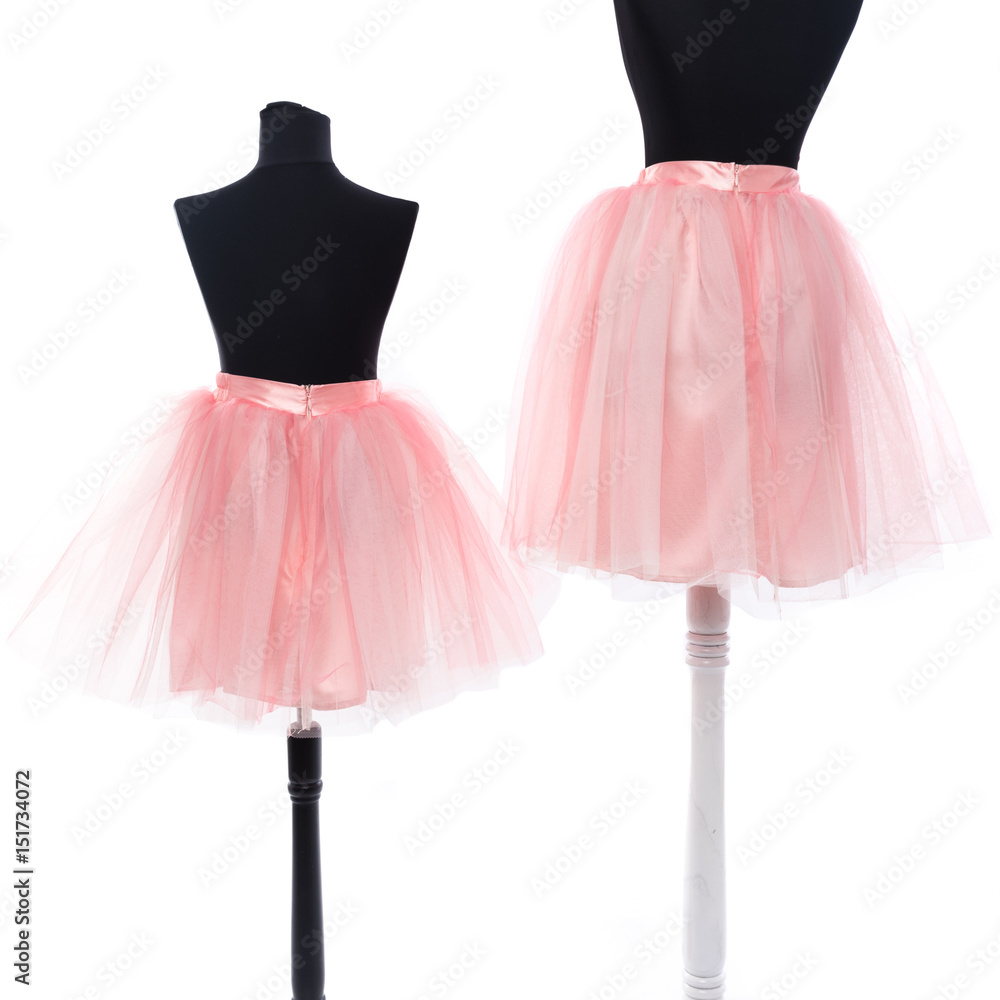 skirt pink tutu mother daughter isolated on black manequin lace ribbon skirt pink tutu mother daughter isolated on black manequin lace ribbon