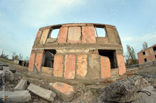 Abandoned residential building of 50-th.Sary Shagan.Former Soviet  anti-ballistic missile testing range.Kazakhstan
 photo