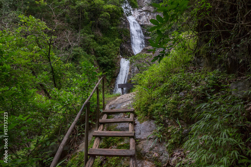 Huay saai leung waterfall in rain forest at Doi Inthanon National park in Chiang Mai ,Thailand 