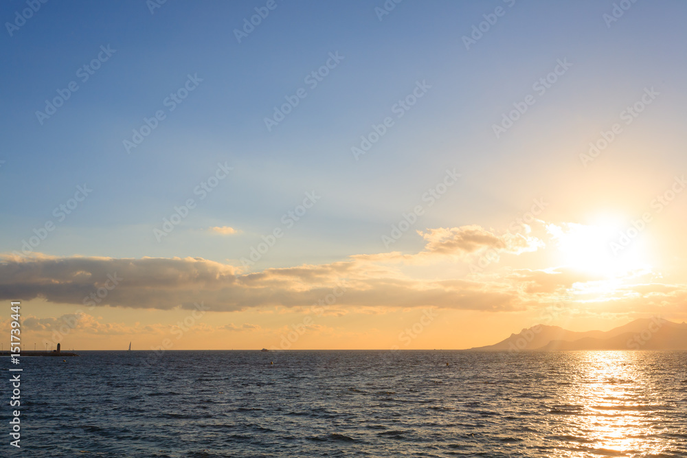 Sunset from the port of Cannes, France Sunset from the port of Cannes, France