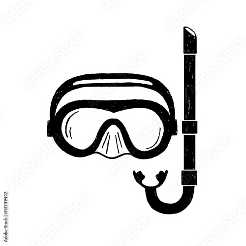 Hand drawn snorkeling mask vector illustration.