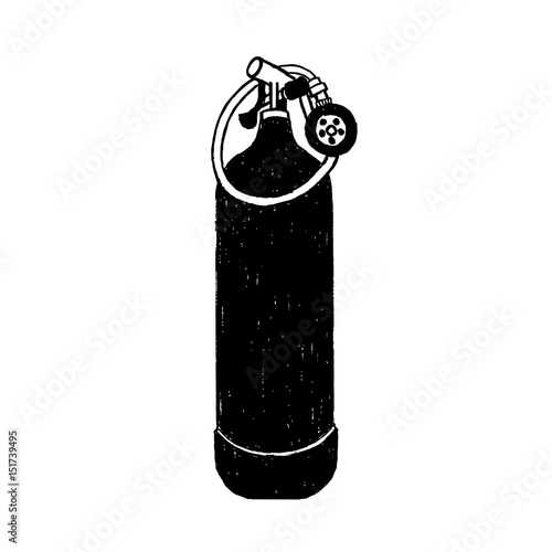 Hand drawn diving oxygen tank vector illustration.