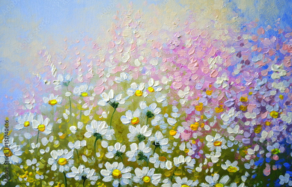 Fototapeta premium Flowers, oil paintings landscape