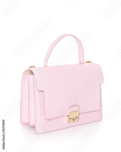 leather pink bag eco real isolated colorful purse