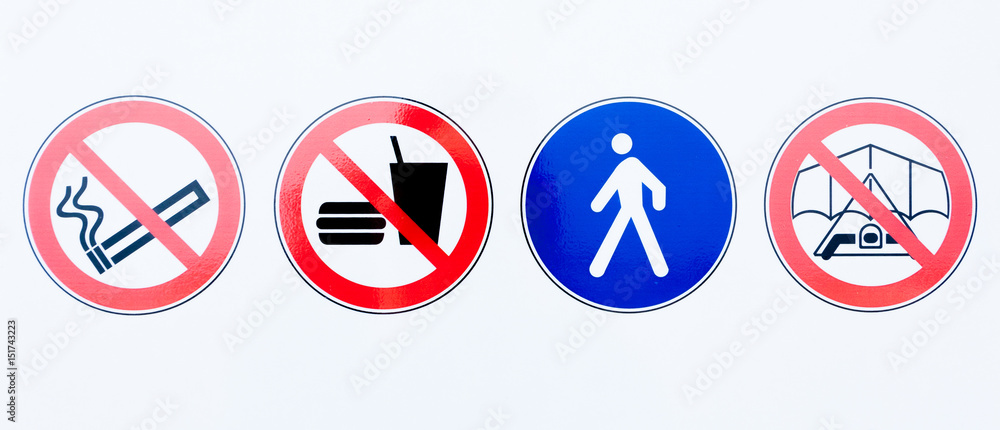 Collection of prohibition signs Collection of prohibition signs