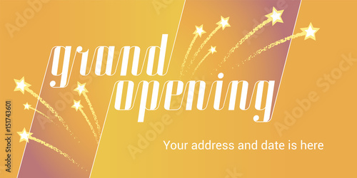 Grand opening vector illustration, background with golden stars