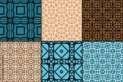 set of decorative line geometric ornament. seamless vector illustration. texture for design, wallpaper, invitation card, banner, fabric .