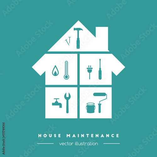 House concept with working tool icons