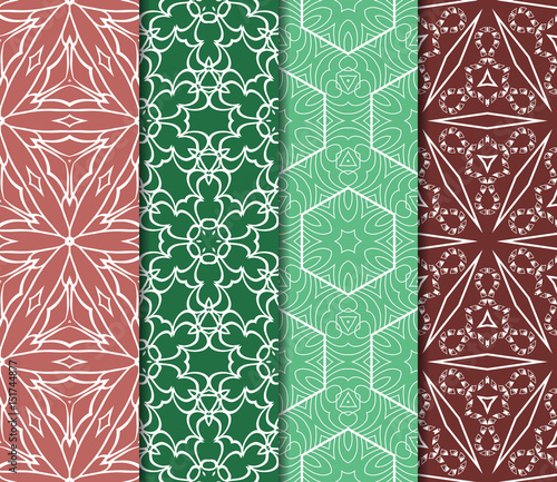 set of 4 elemets geometric seamless pattern. abstract floral ornament. vector illustration