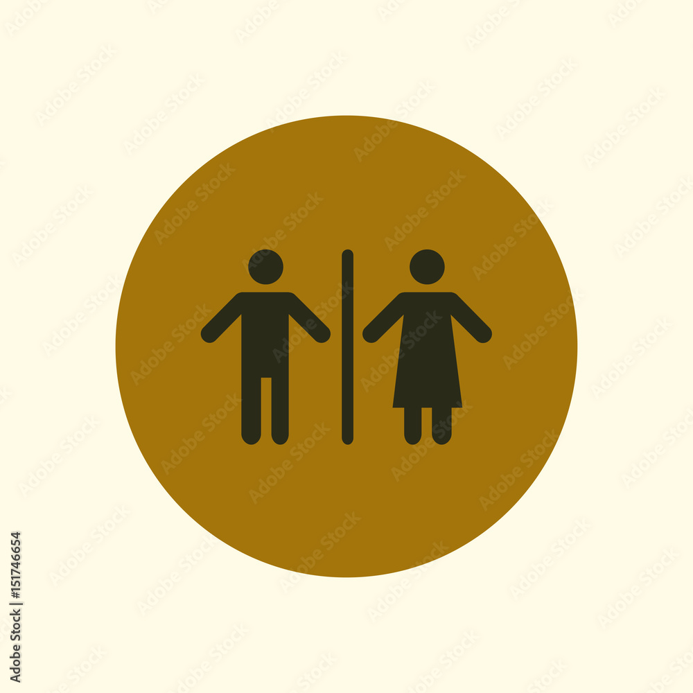 WC sign icon. Male and Female toilet. Flat design. WC sign icon. Male and Female toilet. Flat design.
