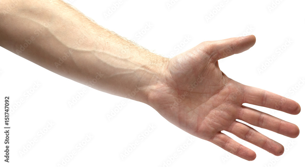 Man offering hand for handshake on white Man offering hand for handshake on white