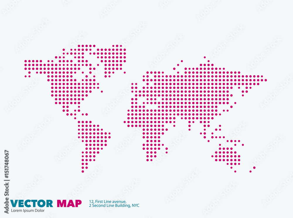 Fototapeta premium Vector world map with rounds, spots, dots for business templates