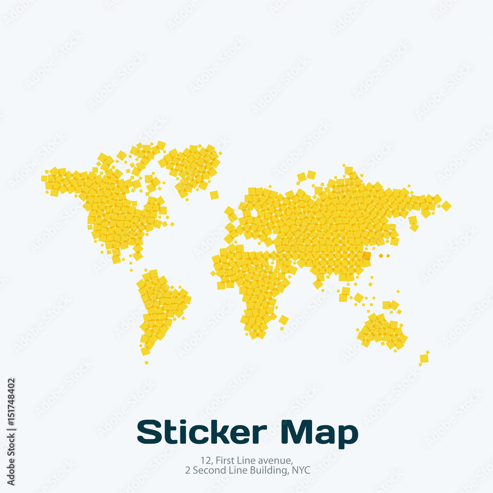 Obraz premium Vector world map with squares, rectangles for business templates