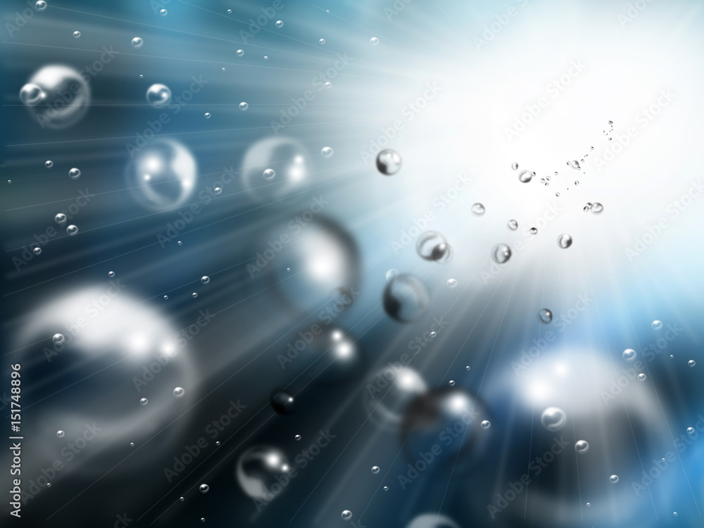 Obraz premium Underwater with sunshine and bubbles