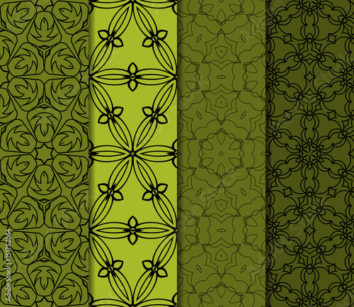 set of 4 elemets geometric seamless pattern. abstract floral ornament. vector illustration