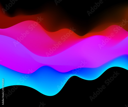 Color Mountains Waves abstract Surface Colored warm cool shade. TTemplate Cover Flyers Print Web Banner. Red blue color Modern design. Effect Realistic Elements. Vector Illustration Background