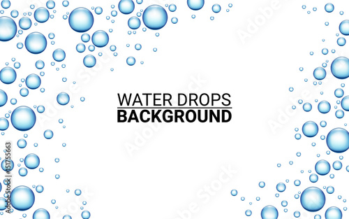 water drops on glass Effect Realistic Design Elements. Vector Illustration Modern Blue Background
