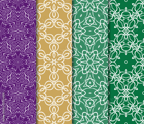 set of 4 elemets geometric seamless pattern. abstract floral ornament. vector illustration