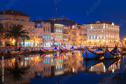 City of Aveiro in the north of Portugal by night photo