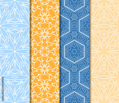 set of 4 elemets geometric seamless pattern. abstract floral ornament. vector illustration