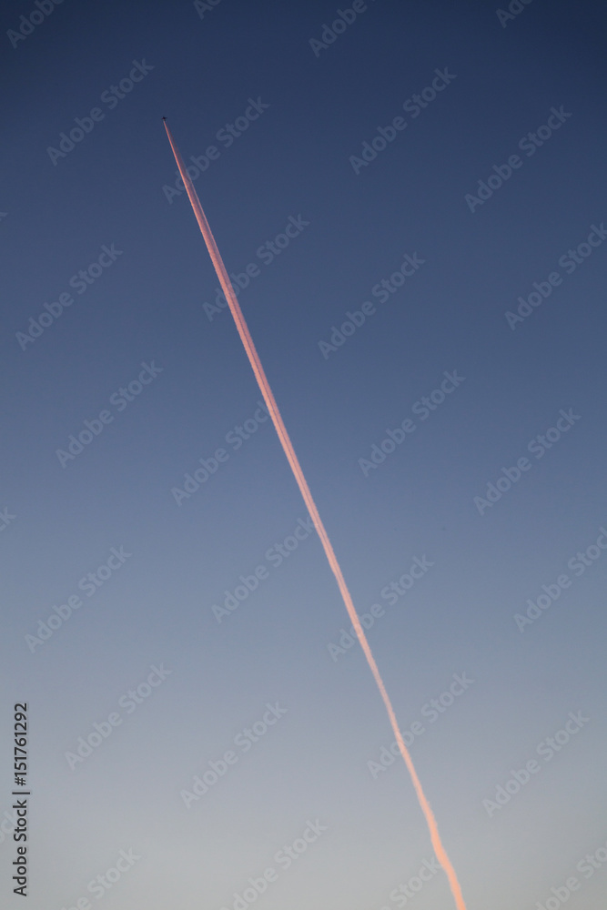 Clear Dawn Sky and Airplane Smoke Trail Clear Dawn Sky and Airplane Smoke Trail